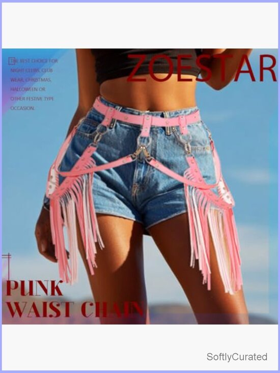 Cowgirl Fringe Belt PU Leather Tassel Waist Harness Belt Women Costume Accessory main image 6